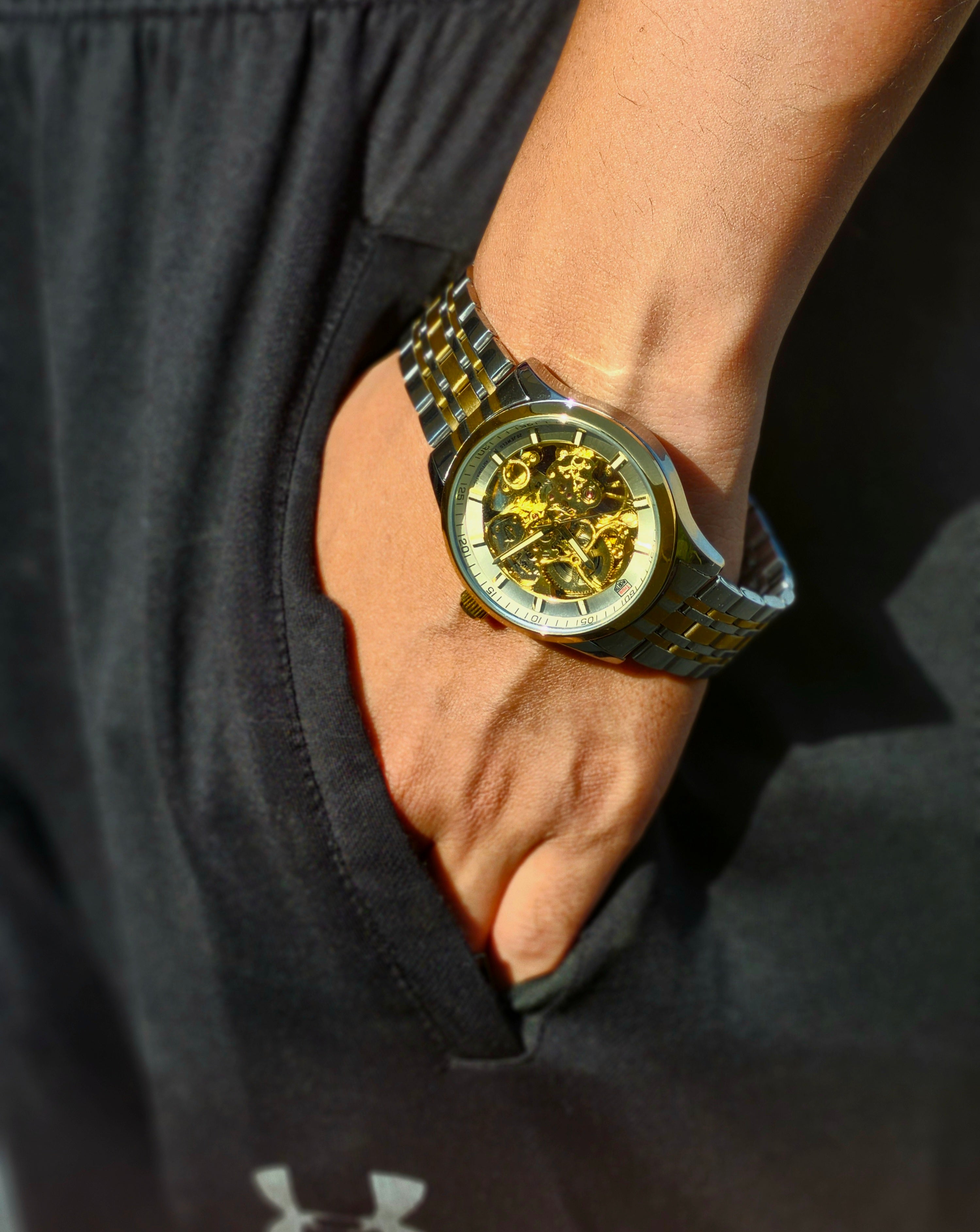 True Worth Skeleton Automatic
Watch Two Tone Chain With Golden
Silver